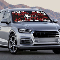 Personalised Cook Islands Atiu Enuamanu Auto Sun Shade Tiare Maori Polynesian Waves Tattoo LT14 - Polynesian Pride