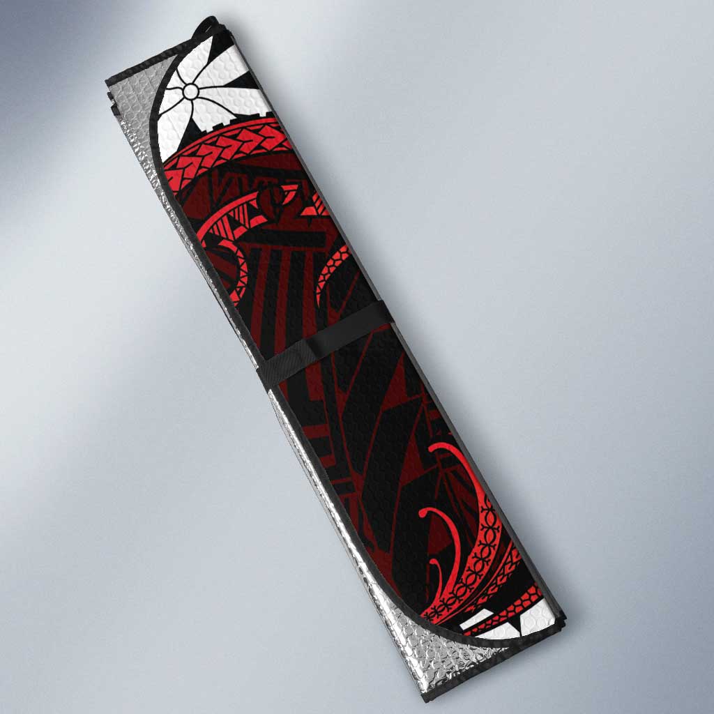 Personalised Cook Islands Atiu Enuamanu Auto Sun Shade Tiare Maori Polynesian Waves Tattoo LT14 - Polynesian Pride