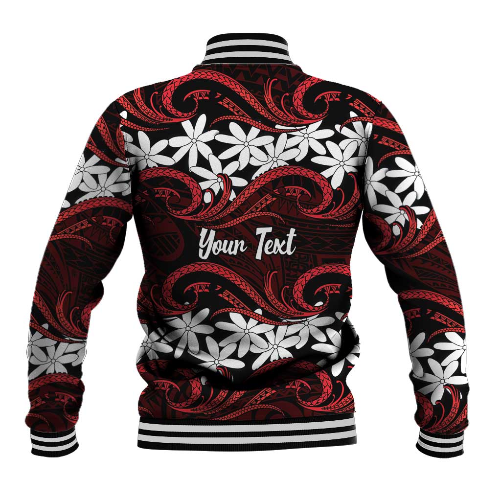 Personalised Cook Islands Atiu Enuamanu Baseball Jacket Tiare Maori Polynesian Waves Tattoo LT14 - Polynesian Pride
