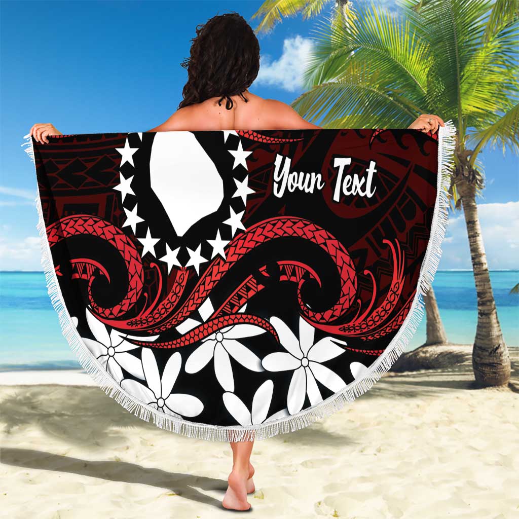 Personalised Cook Islands Atiu Enuamanu Beach Blanket Tiare Maori Polynesian Waves Tattoo LT14 - Polynesian Pride