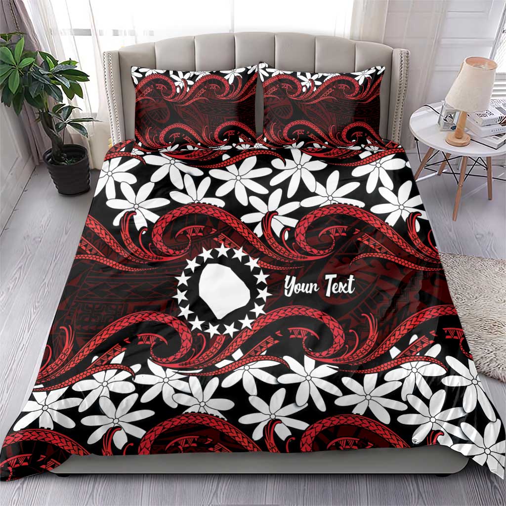 Personalised Cook Islands Atiu Enuamanu Bedding Set Tiare Maori Polynesian Waves Tattoo LT14 - Polynesian Pride