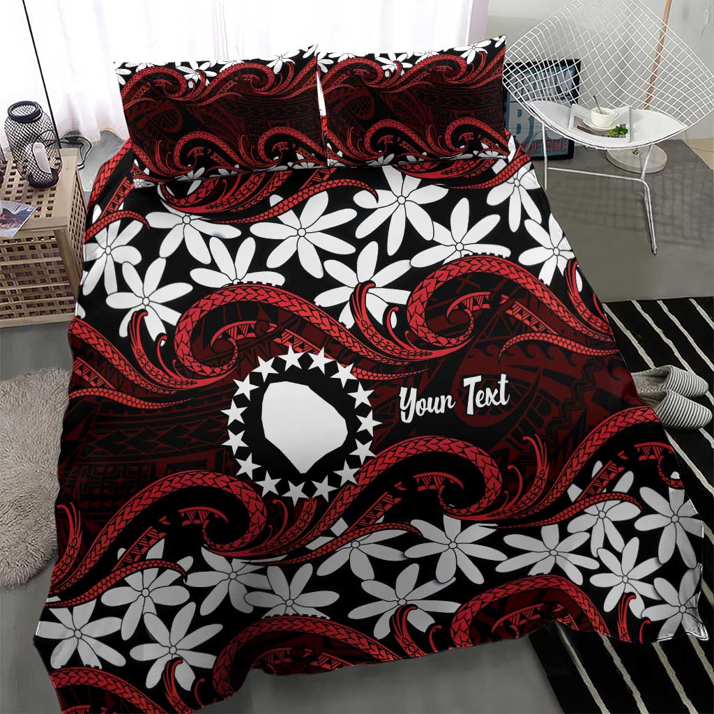 Personalised Cook Islands Atiu Enuamanu Bedding Set Tiare Maori Polynesian Waves Tattoo LT14 - Polynesian Pride