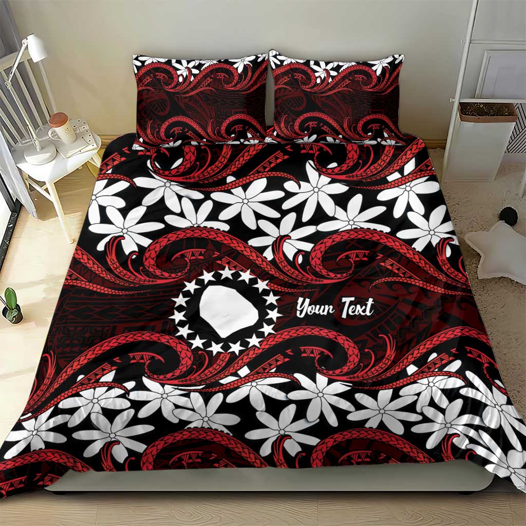 Personalised Cook Islands Atiu Enuamanu Bedding Set Tiare Maori Polynesian Waves Tattoo LT14 - Polynesian Pride