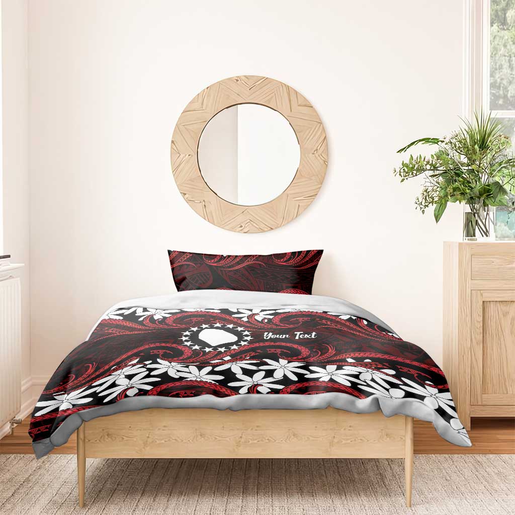 Personalised Cook Islands Atiu Enuamanu Bedding Set Tiare Maori Polynesian Waves Tattoo LT14 - Polynesian Pride