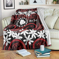 Personalised Cook Islands Atiu Enuamanu Blanket Tiare Maori Polynesian Waves Tattoo LT14 Red - Polynesian Pride