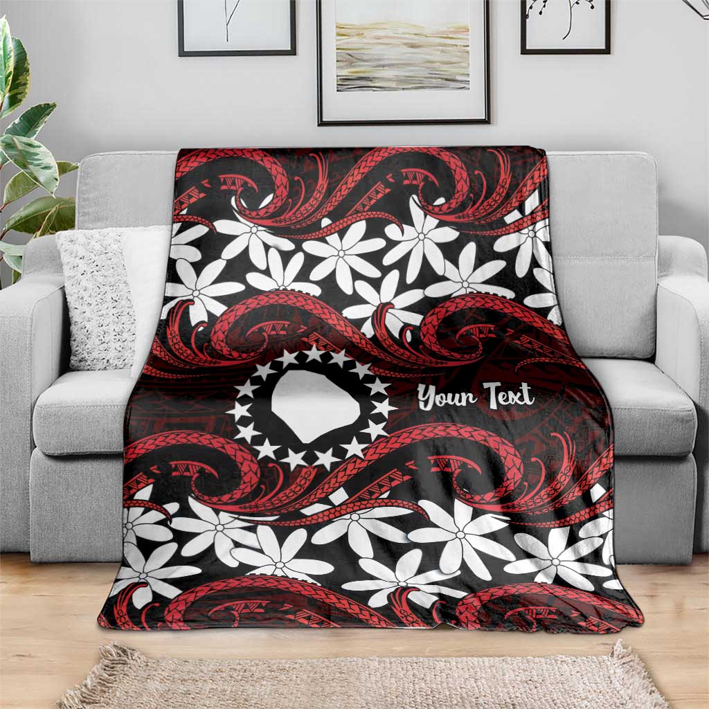Personalised Cook Islands Atiu Enuamanu Blanket Tiare Maori Polynesian Waves Tattoo LT14 - Polynesian Pride