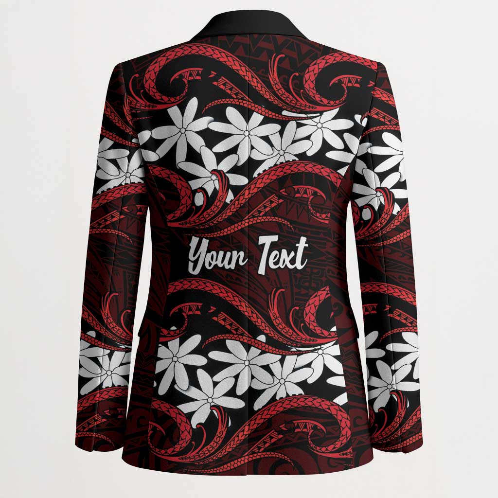Personalised Cook Islands Atiu Enuamanu Blazer Tiare Maori Polynesian Waves Tattoo LT14 - Polynesian Pride