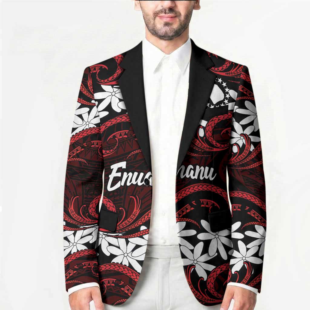 Personalised Cook Islands Atiu Enuamanu Blazer Tiare Maori Polynesian Waves Tattoo LT14 - Polynesian Pride