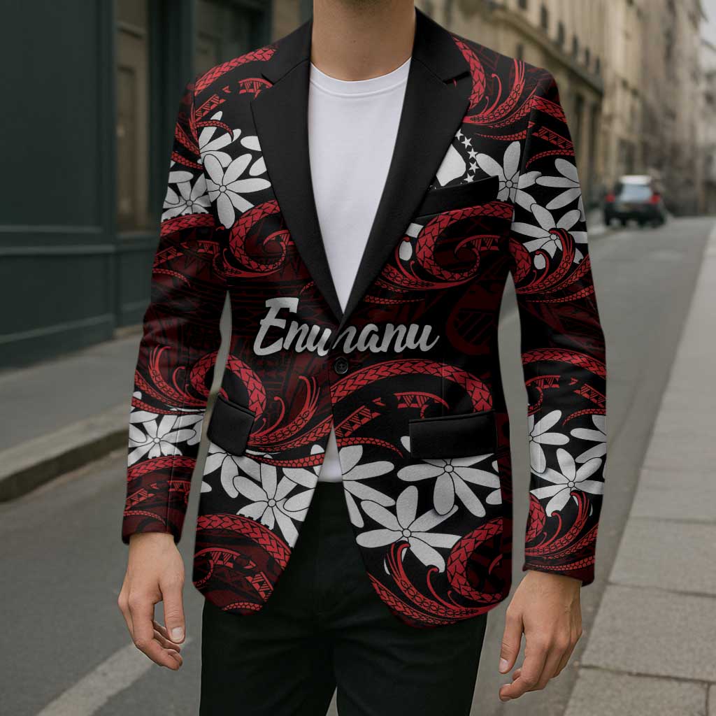Personalised Cook Islands Atiu Enuamanu Blazer Tiare Maori Polynesian Waves Tattoo LT14 - Polynesian Pride