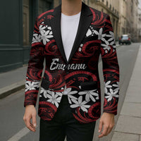 Personalised Cook Islands Atiu Enuamanu Blazer Tiare Maori Polynesian Waves Tattoo LT14 - Polynesian Pride
