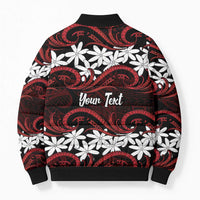 Personalised Cook Islands Atiu Enuamanu Bomber Puffer Jacket Tiare Maori Polynesian Waves Tattoo LT14 - Polynesian Pride