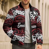 Personalised Cook Islands Atiu Enuamanu Bomber Puffer Jacket Tiare Maori Polynesian Waves Tattoo LT14 - Polynesian Pride