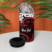 Personalised Cook Islands Atiu Enuamanu 4 in 1 Can Cooler Tumbler Tiare Maori Polynesian Waves Tattoo
