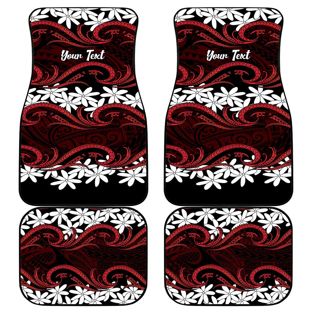Personalised Cook Islands Atiu Enuamanu Car Mats Tiare Maori Polynesian Waves Tattoo LT14 - Polynesian Pride
