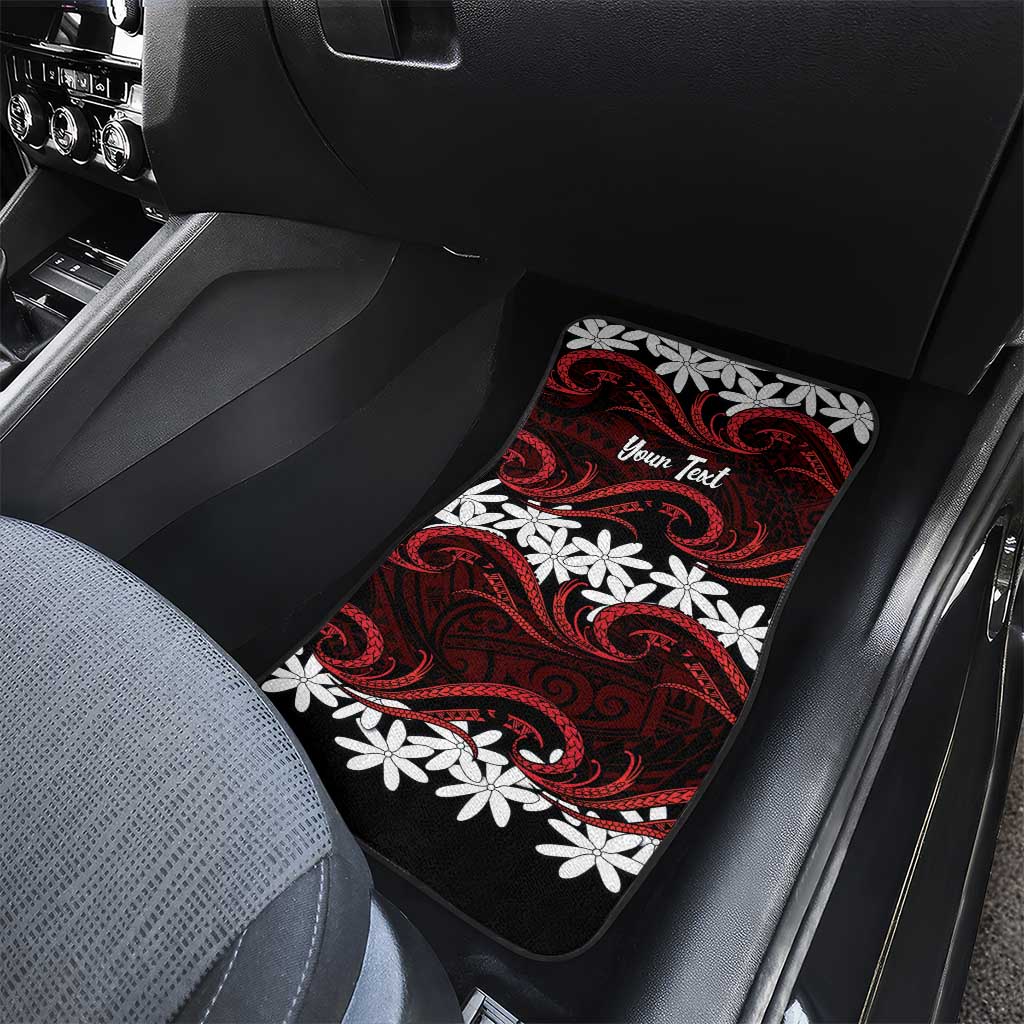 Personalised Cook Islands Atiu Enuamanu Car Mats Tiare Maori Polynesian Waves Tattoo LT14 - Polynesian Pride