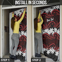 Personalised Cook Islands Atiu Enuamanu Door Cover Tiare Maori Polynesian Waves Tattoo LT14 - Polynesian Pride