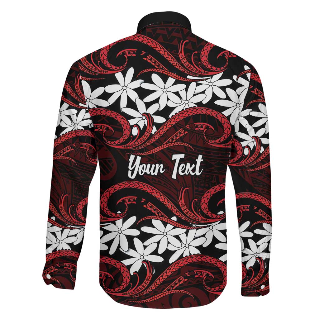 Personalised Cook Islands Atiu Enuamanu Family Matching Long Sleeve Bodycon Dress and Hawaiian Shirt Tiare Maori Polynesian Waves Tattoo
