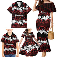 Personalised Cook Islands Atiu Enuamanu Family Matching Mermaid Dress and Hawaiian Shirt Tiare Maori Polynesian Waves Tattoo