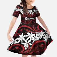 Personalised Cook Islands Atiu Enuamanu Family Matching Off Shoulder Maxi Dress and Hawaiian Shirt Tiare Maori Polynesian Waves Tattoo