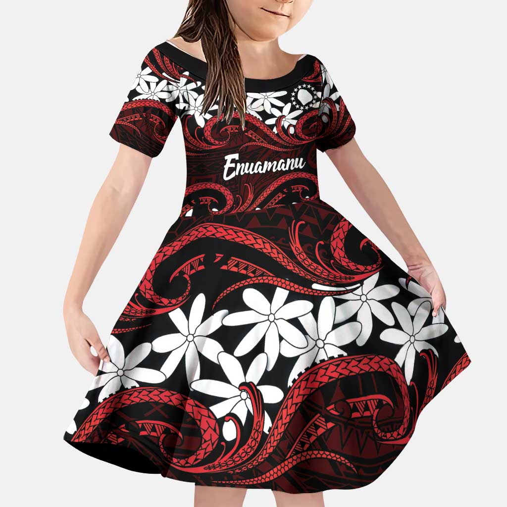 Personalised Cook Islands Atiu Enuamanu Family Matching Tank Maxi Dress and Hawaiian Shirt Tiare Maori Polynesian Waves Tattoo