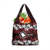 Personalised Cook Islands Atiu Enuamanu Grocery Bag Tiare Maori Polynesian Waves Tattoo LT14 1-pack One Size Red - Polynesian Pride