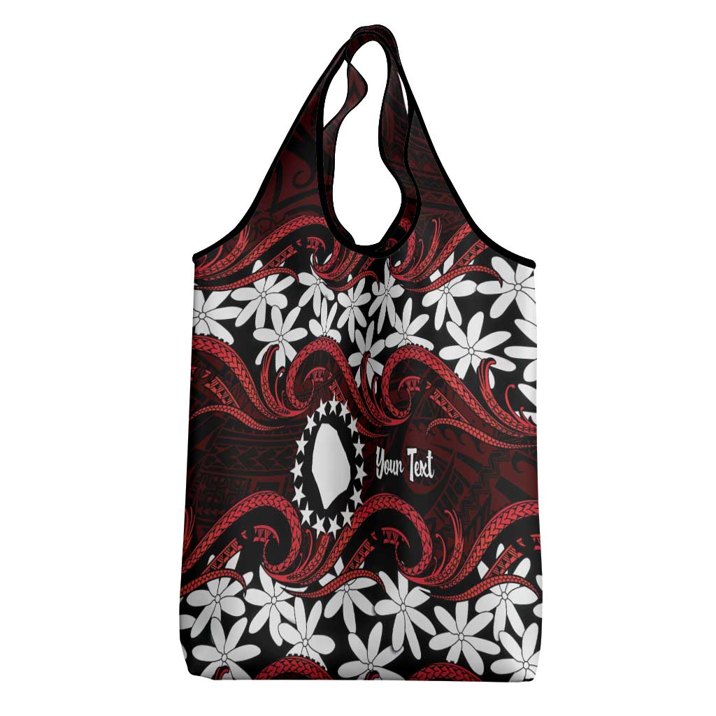 Personalised Cook Islands Atiu Enuamanu Grocery Bag Tiare Maori Polynesian Waves Tattoo LT14 - Polynesian Pride