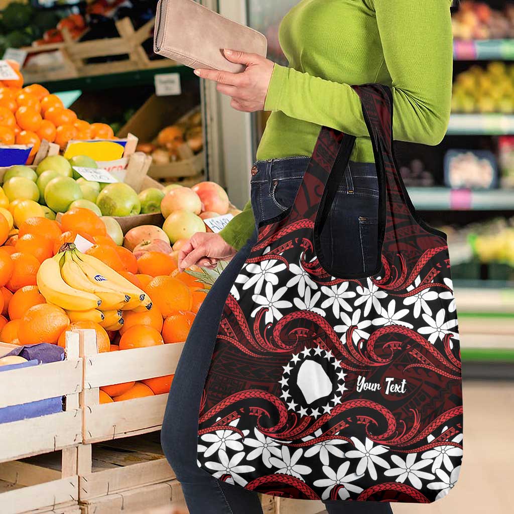 Personalised Cook Islands Atiu Enuamanu Grocery Bag Tiare Maori Polynesian Waves Tattoo LT14 - Polynesian Pride