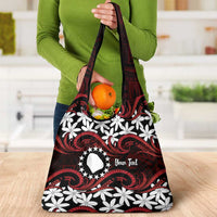 Personalised Cook Islands Atiu Enuamanu Grocery Bag Tiare Maori Polynesian Waves Tattoo LT14 - Polynesian Pride