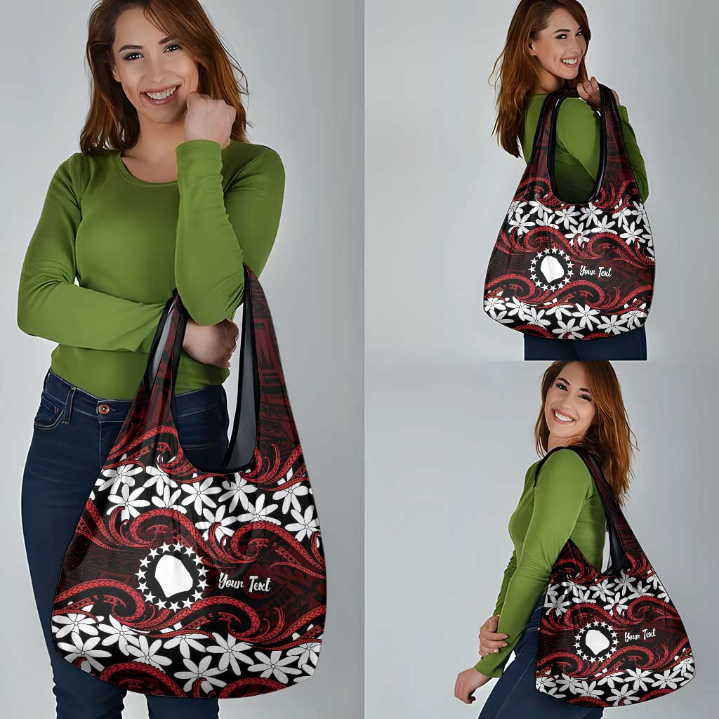 Personalised Cook Islands Atiu Enuamanu Grocery Bag Tiare Maori Polynesian Waves Tattoo LT14 - Polynesian Pride