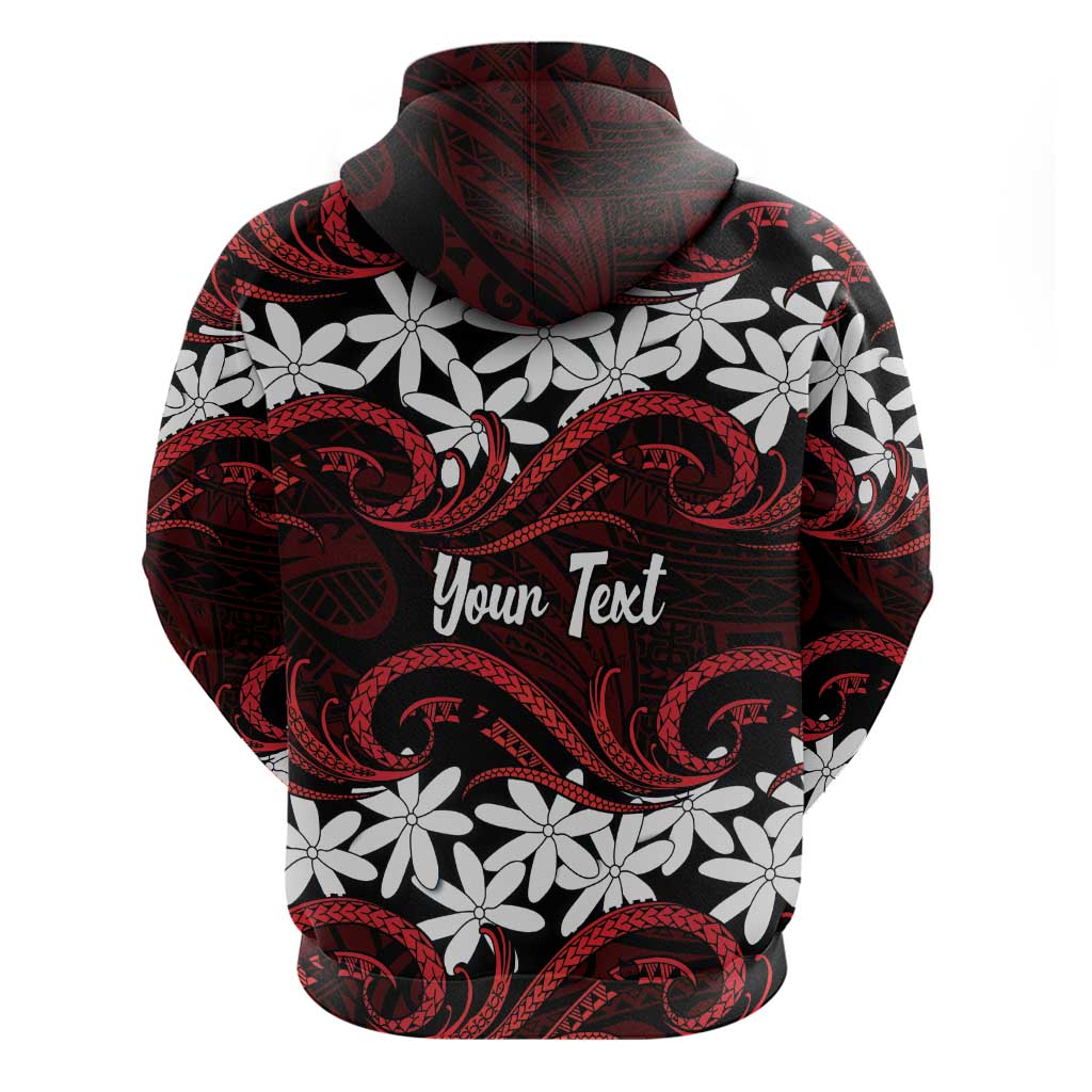 Personalised Cook Islands Atiu Enuamanu Hoodie Tiare Maori Polynesian Waves Tattoo LT14 - Polynesian Pride