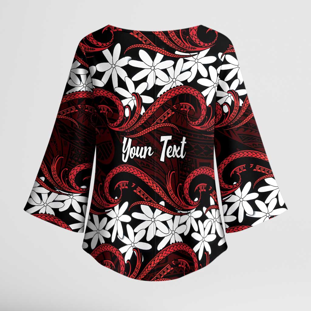 Personalised Cook Islands Atiu Enuamanu Kimono Sleeve Blouse Tiare Maori Polynesian Waves Tattoo LT14 - Polynesian Pride