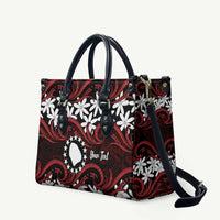 Personalised Cook Islands Atiu Enuamanu Leather Bag Tiare Maori Polynesian Waves Tattoo LT14 Red - Polynesian Pride