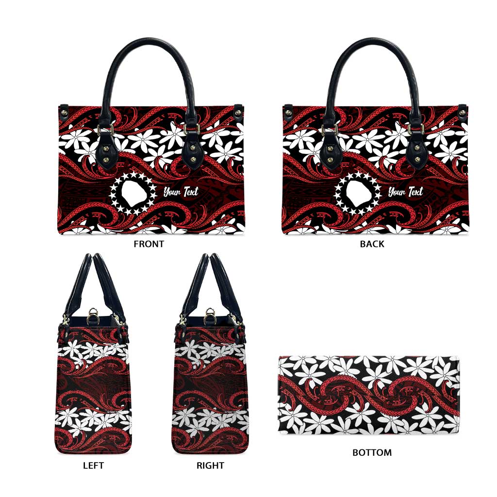 Personalised Cook Islands Atiu Enuamanu Leather Bag Tiare Maori Polynesian Waves Tattoo LT14 - Polynesian Pride