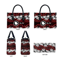 Personalised Cook Islands Atiu Enuamanu Leather Bag Tiare Maori Polynesian Waves Tattoo LT14 - Polynesian Pride