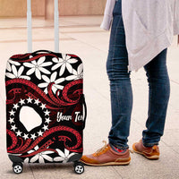 Personalised Cook Islands Atiu Enuamanu Luggage Cover Tiare Maori Polynesian Waves Tattoo LT14 Red - Polynesian Pride