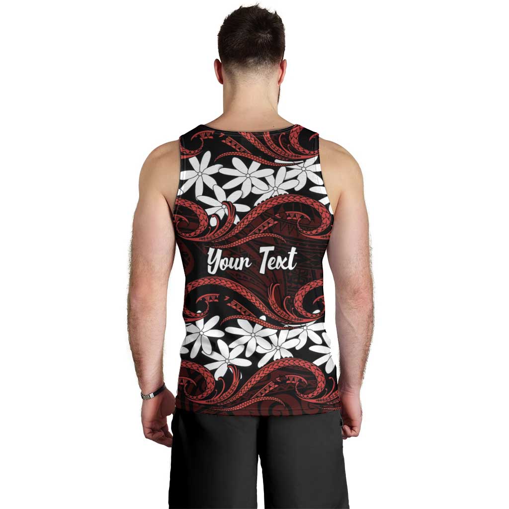 Personalised Cook Islands Atiu Enuamanu Men Tank Top Tiare Maori Polynesian Waves Tattoo LT14 - Polynesian Pride