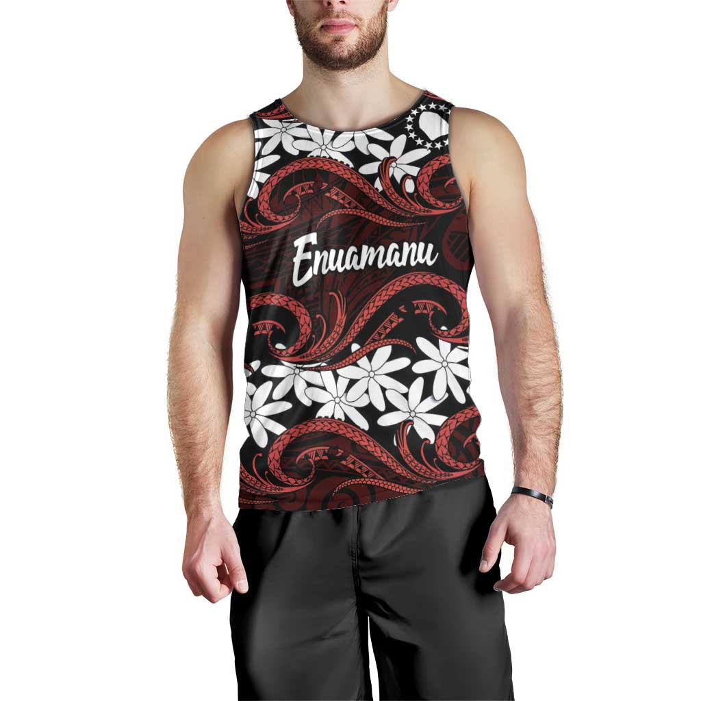 Personalised Cook Islands Atiu Enuamanu Men Tank Top Tiare Maori Polynesian Waves Tattoo LT14 - Polynesian Pride
