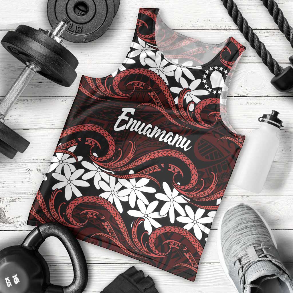 Personalised Cook Islands Atiu Enuamanu Men Tank Top Tiare Maori Polynesian Waves Tattoo LT14 - Polynesian Pride