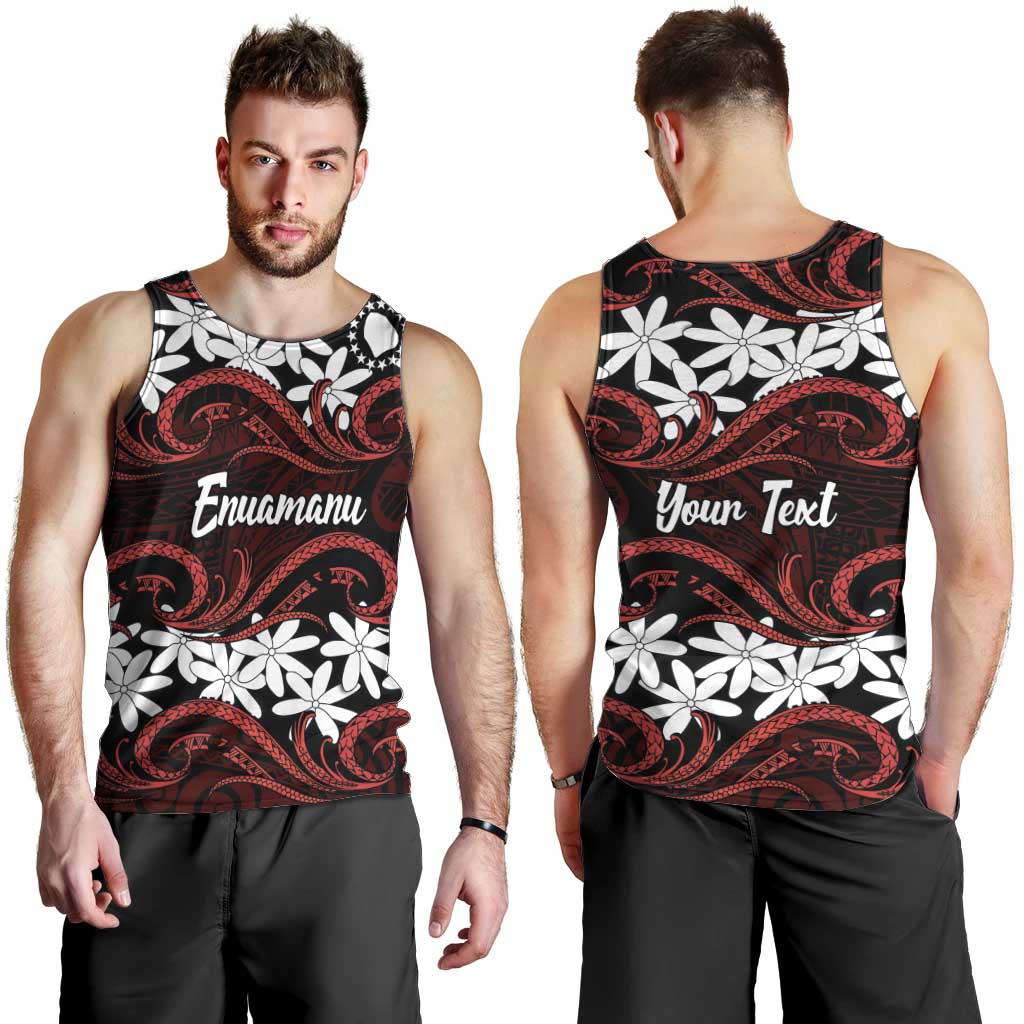 Personalised Cook Islands Atiu Enuamanu Men Tank Top Tiare Maori Polynesian Waves Tattoo LT14 - Polynesian Pride