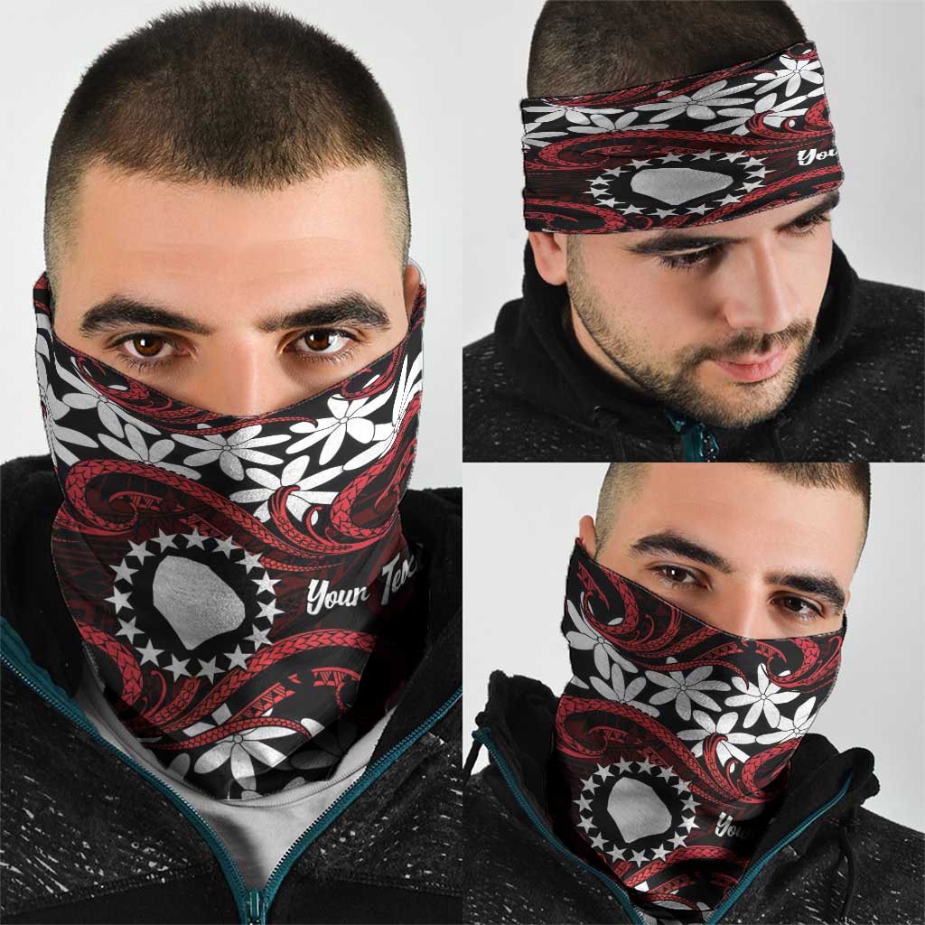 Personalised Cook Islands Atiu Enuamanu Neck Gaiter Tiare Maori Polynesian Waves Tattoo LT14 - Polynesian Pride