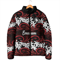 Personalised Cook Islands Atiu Enuamanu Padded Jacket Tiare Maori Polynesian Waves Tattoo LT14 - Polynesian Pride