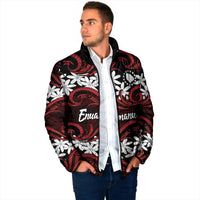Personalised Cook Islands Atiu Enuamanu Padded Jacket Tiare Maori Polynesian Waves Tattoo LT14 - Polynesian Pride