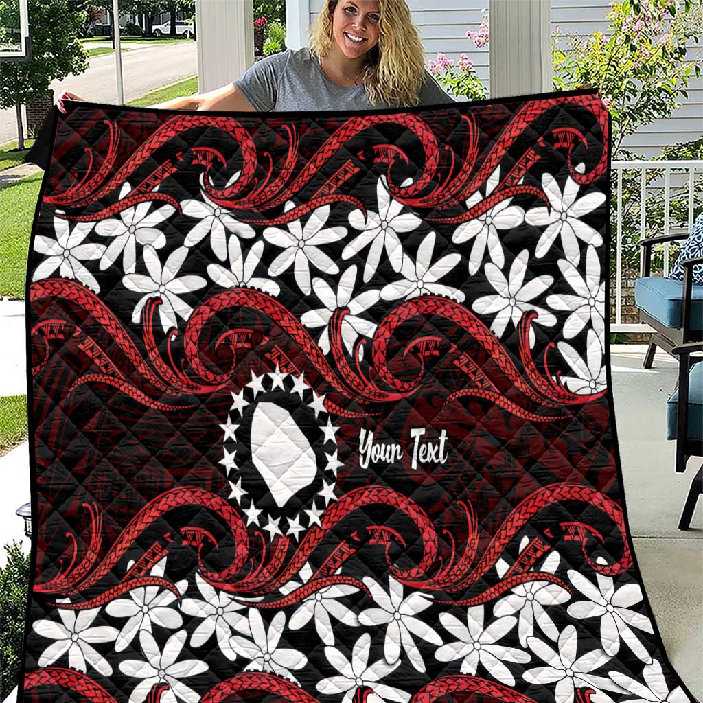 Personalised Cook Islands Atiu Enuamanu Quilt Tiare Maori Polynesian Waves Tattoo LT14 Red - Polynesian Pride
