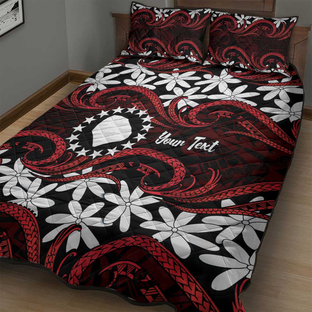 Personalised Cook Islands Atiu Enuamanu Quilt Bed Set Tiare Maori Polynesian Waves Tattoo LT14 - Polynesian Pride