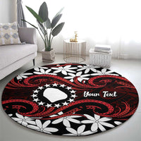 Personalised Cook Islands Atiu Enuamanu Round Carpet Tiare Maori Polynesian Waves Tattoo LT14 - Polynesian Pride