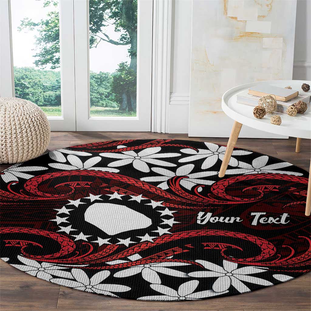 Personalised Cook Islands Atiu Enuamanu Round Carpet Tiare Maori Polynesian Waves Tattoo LT14 - Polynesian Pride