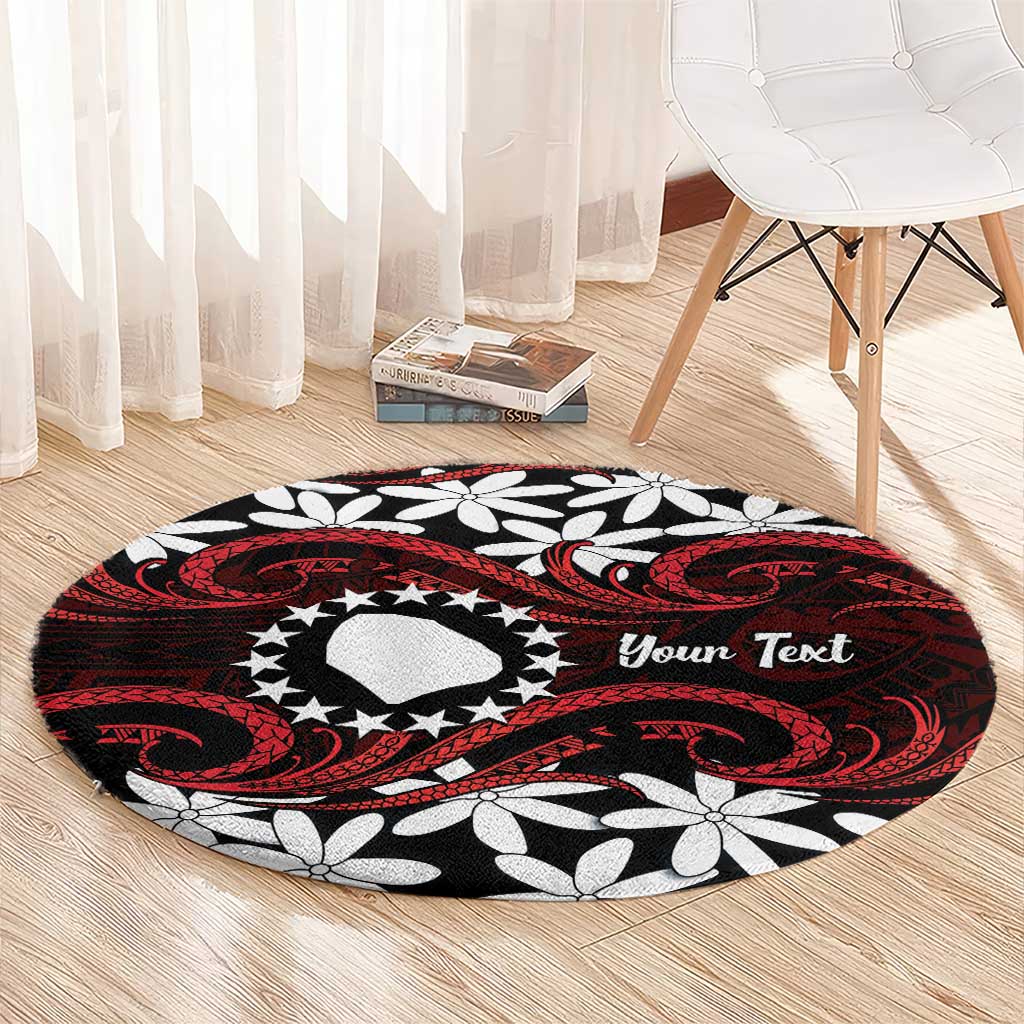 Personalised Cook Islands Atiu Enuamanu Round Carpet Tiare Maori Polynesian Waves Tattoo LT14 - Polynesian Pride