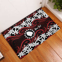 Personalised Cook Islands Atiu Enuamanu Rubber Doormat Tiare Maori Polynesian Waves Tattoo LT14 - Polynesian Pride