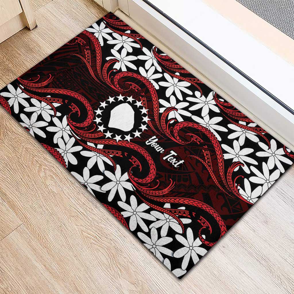 Personalised Cook Islands Atiu Enuamanu Rubber Doormat Tiare Maori Polynesian Waves Tattoo LT14 - Polynesian Pride