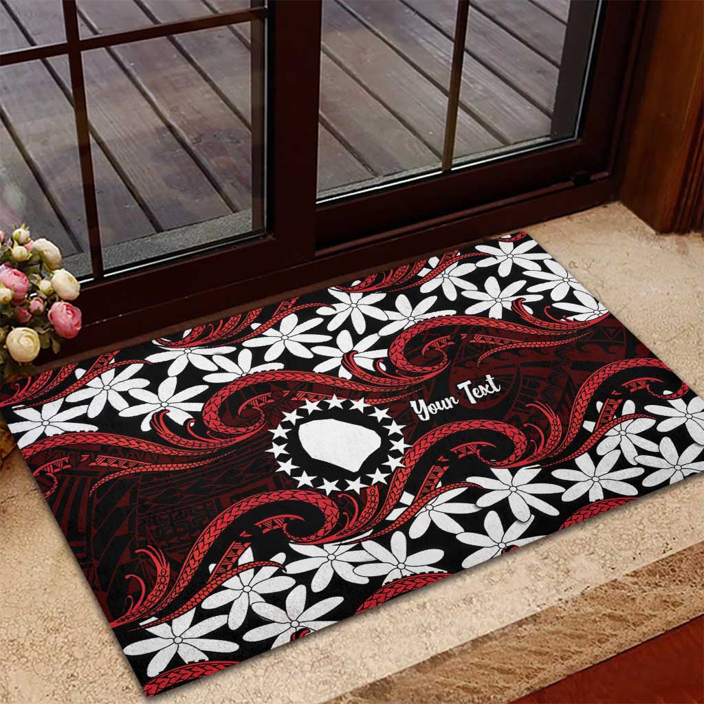 Personalised Cook Islands Atiu Enuamanu Rubber Doormat Tiare Maori Polynesian Waves Tattoo LT14 - Polynesian Pride